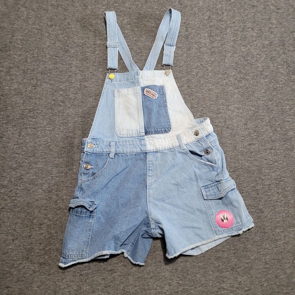 Looney Tunes Justice size 18 denim coverall jumper bugs bunny colorblock tweety